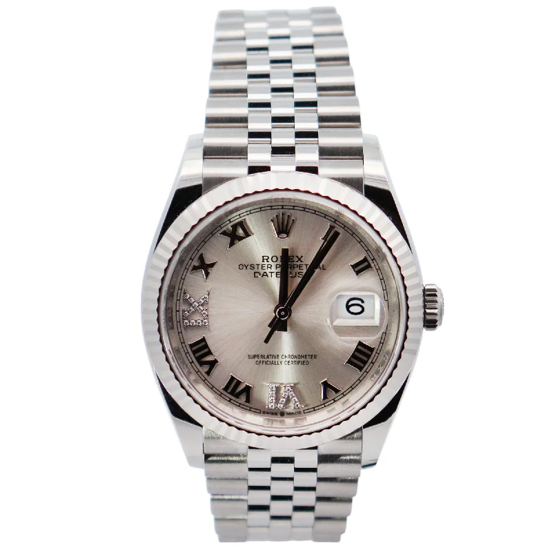 Custom Sports Watch with GPS-Rolex Datejust 36mm Silver Dial Watch Ref# 126234