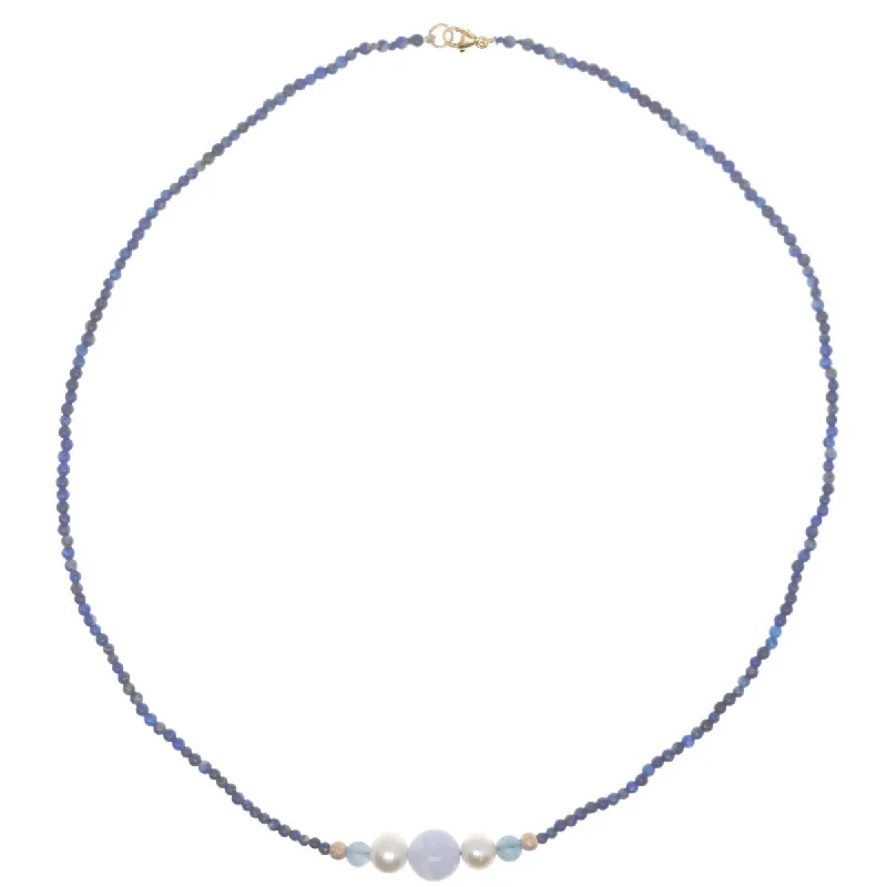 Classic Chain Necklace-Mini Bubbles Necklace - Lapis