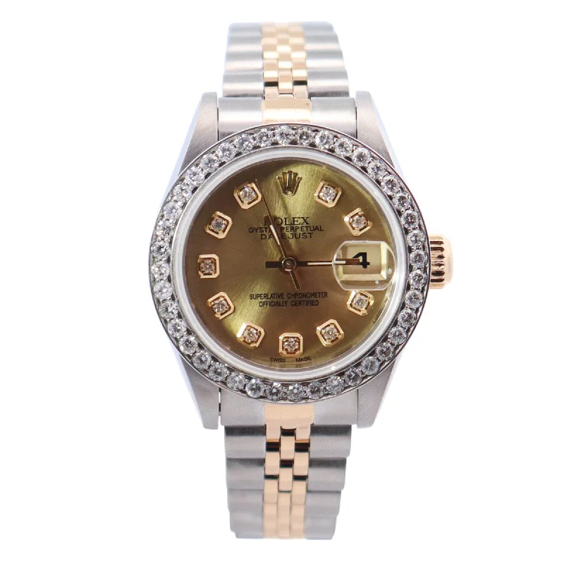 Smart Digital Sports Watch-Rolex Datejust 26mm Champagne Dial Watch Ref# 69173