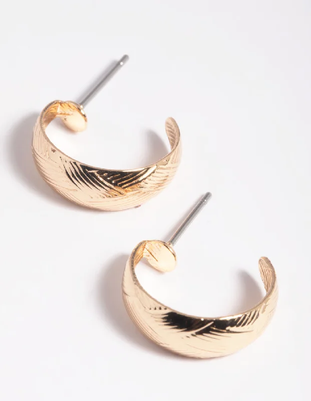 Stylish Hoop Earrings-Gold Woven Huggie Hoop Earrings