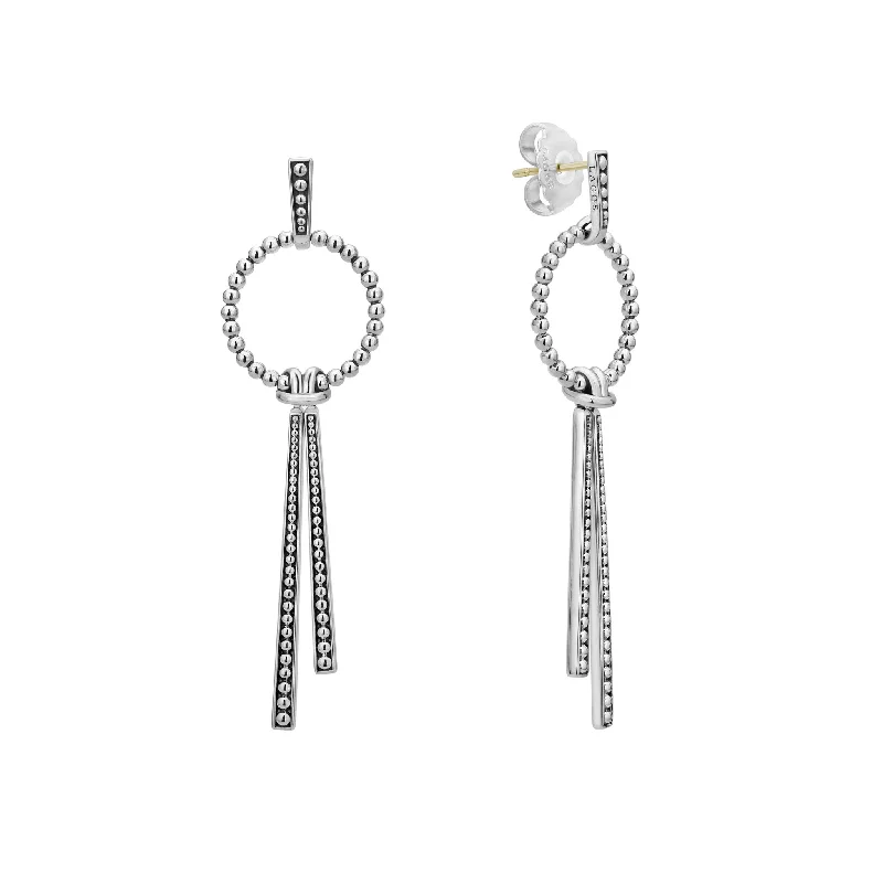 Fun Hoop Earrings-Signature Caviar Double Station Linear Drop Earrings