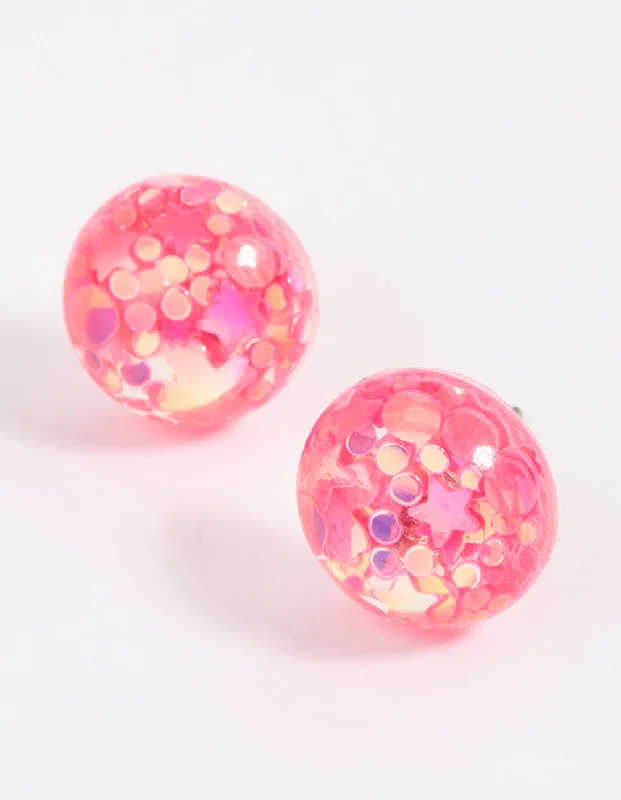 Luxury Pearl Earrings-Pink Resin Petals Stud Earrings