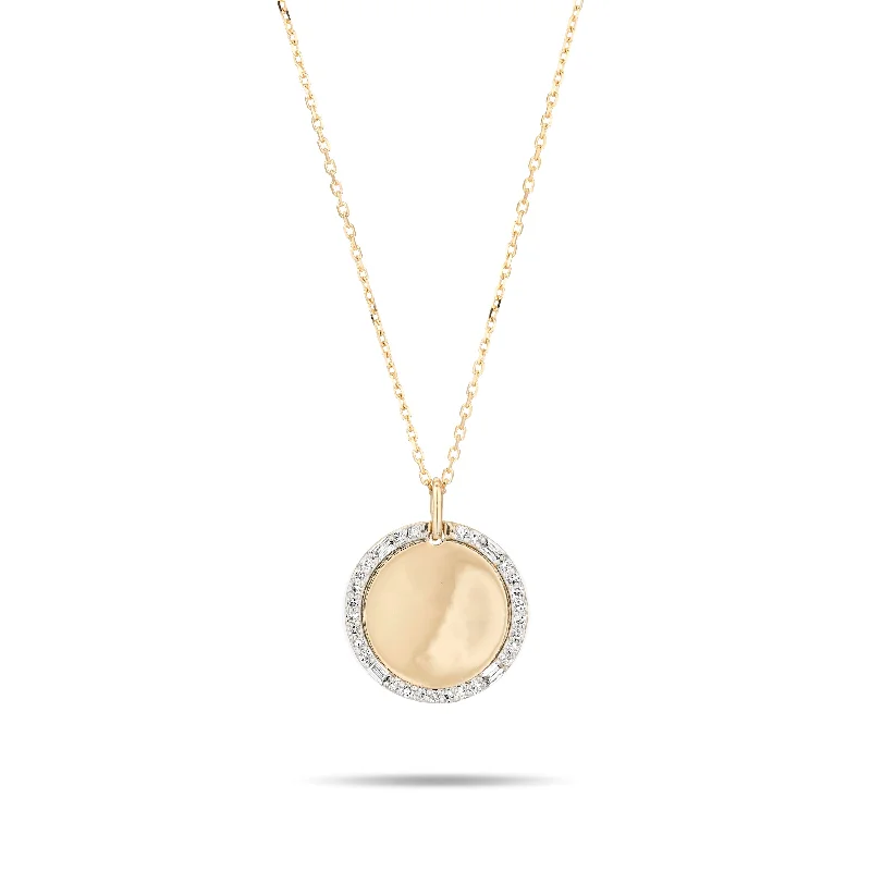 Classic Pearl Necklace-Round Pavé + Baguette Dog Tag