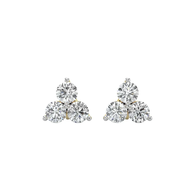 Geometric Silver Earrings-Diamond Earrings 1.25 cts TW