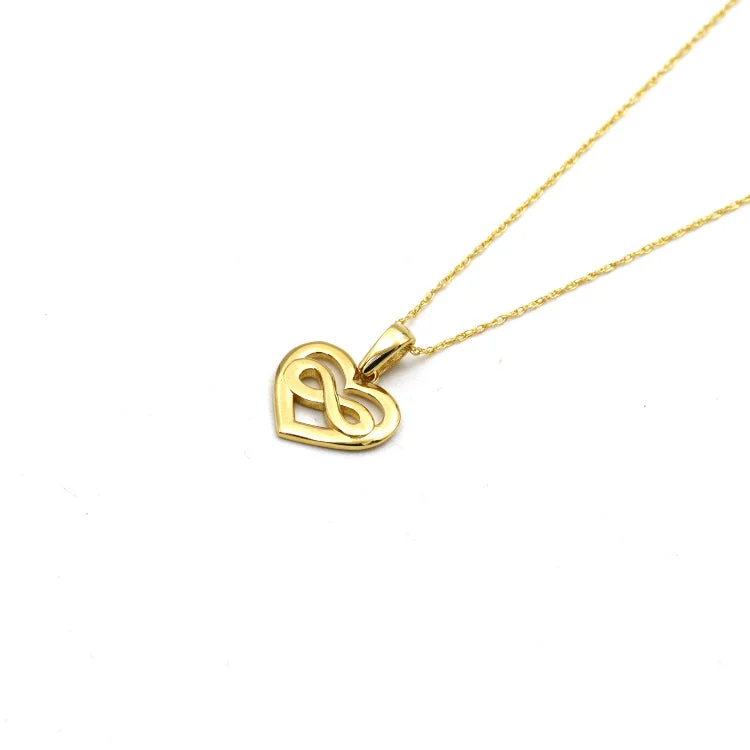 Romantic Pendant Necklace-Real Gold Infinity Heart Necklace - Model 0166 CWP 1977