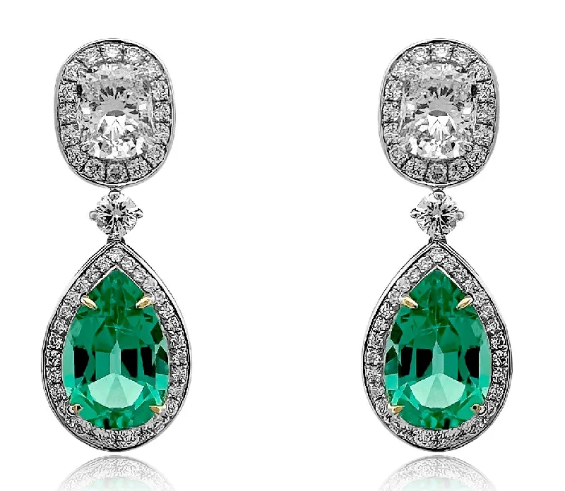 Glittery Hoop Earrings-Stunning Diamond  Earrings 3.26 cts TW Emerald Pan Cution 5.51 cts