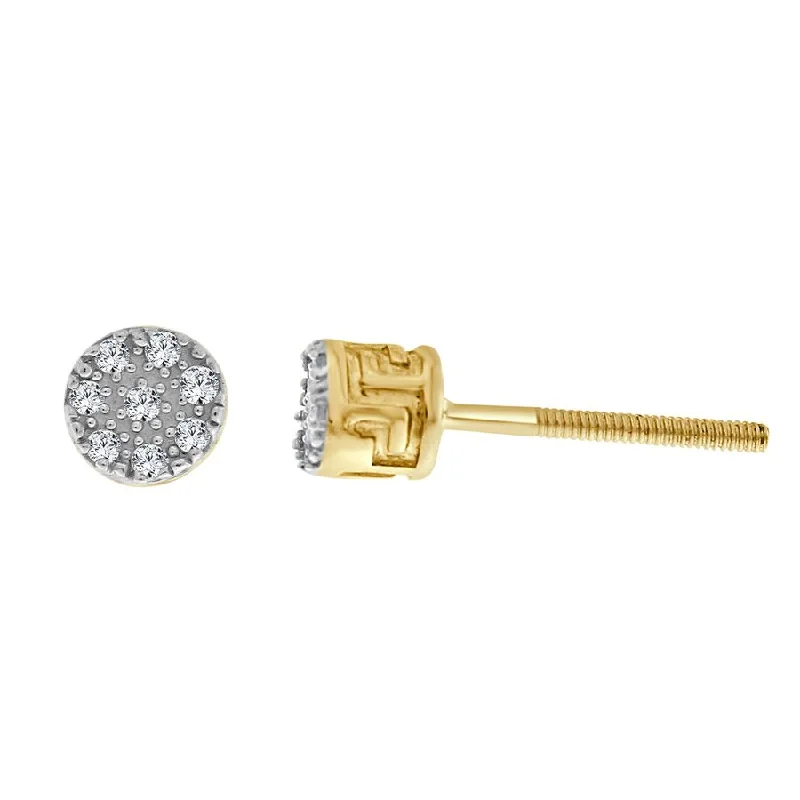 Silver Ear Cuffs-LADIES STUD EARRINGS 0.05CT ROUND DIAMOND 10K YELLOW GOLD