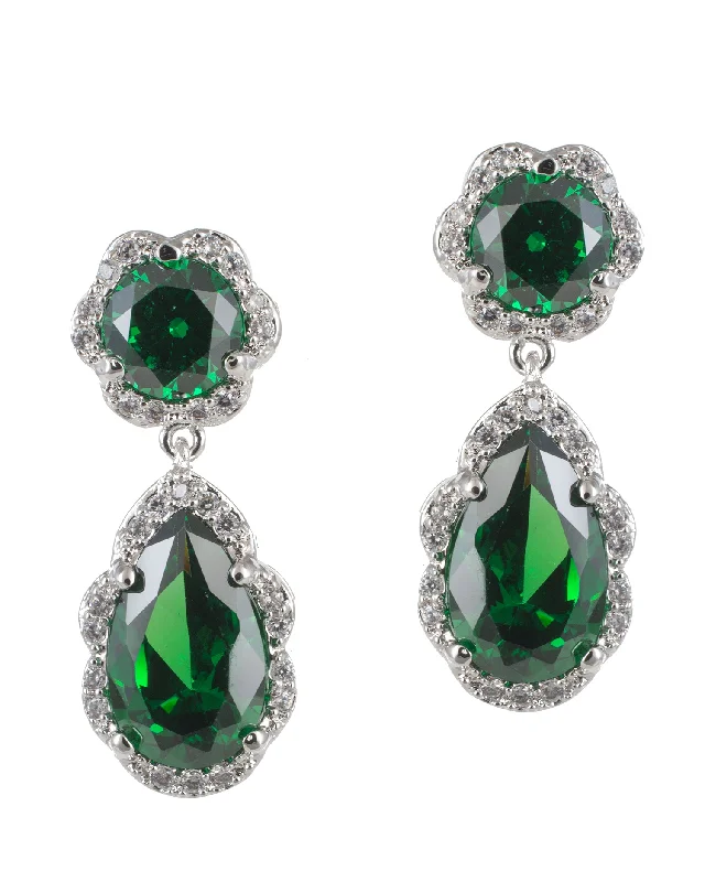 Elegant Diamond Earrings-Round and Pear CZ Earrings