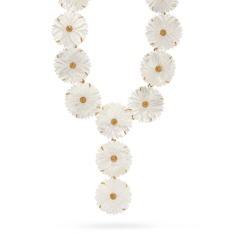 Simple Gold Necklace-Mermaid Garden Floral Convertible Necklace, 16"+2'' - MOP