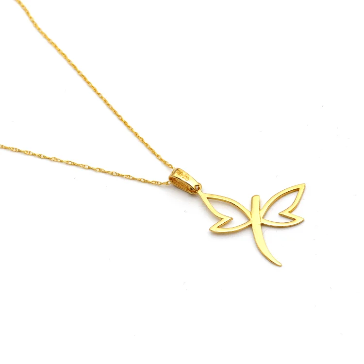 Fashionable Silver Necklace-Real Gold Dragon Butterfly Necklace 0004 CWP 1763