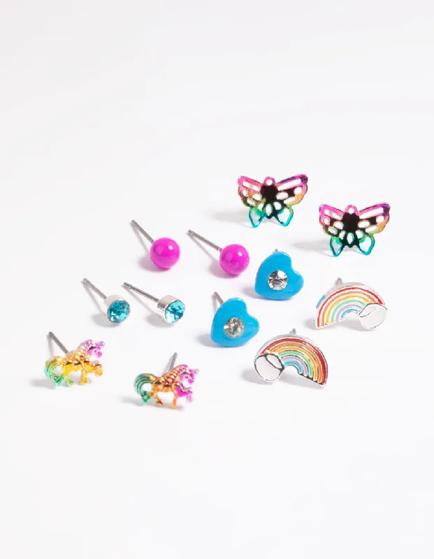 Pearl Dangle Earrings-Kids Rainbow Magic Stud Earring 6-Pack