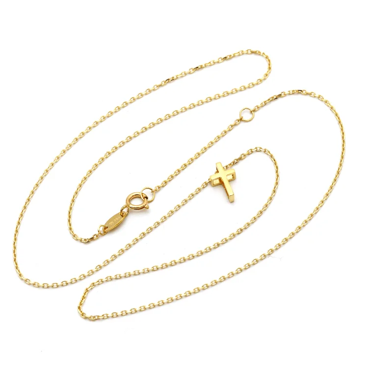 Stylish Layered Necklace-Real Gold 3D Movable Cross Adjustable Size Necklace 5198 /111 N1227