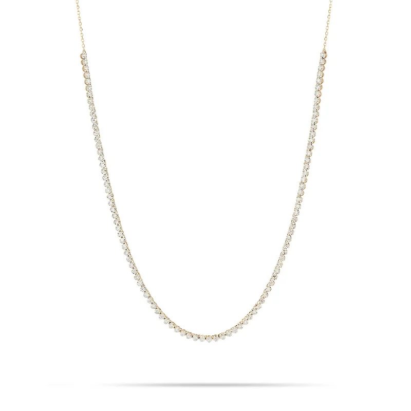 Gold Pendant Necklace-Round Diamond Half Riviera Necklace