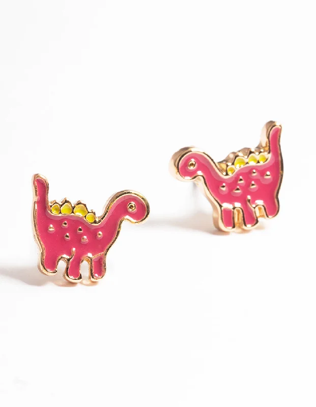 Geometric Dangle Earrings-Gold Dinosaur Stud Earrings