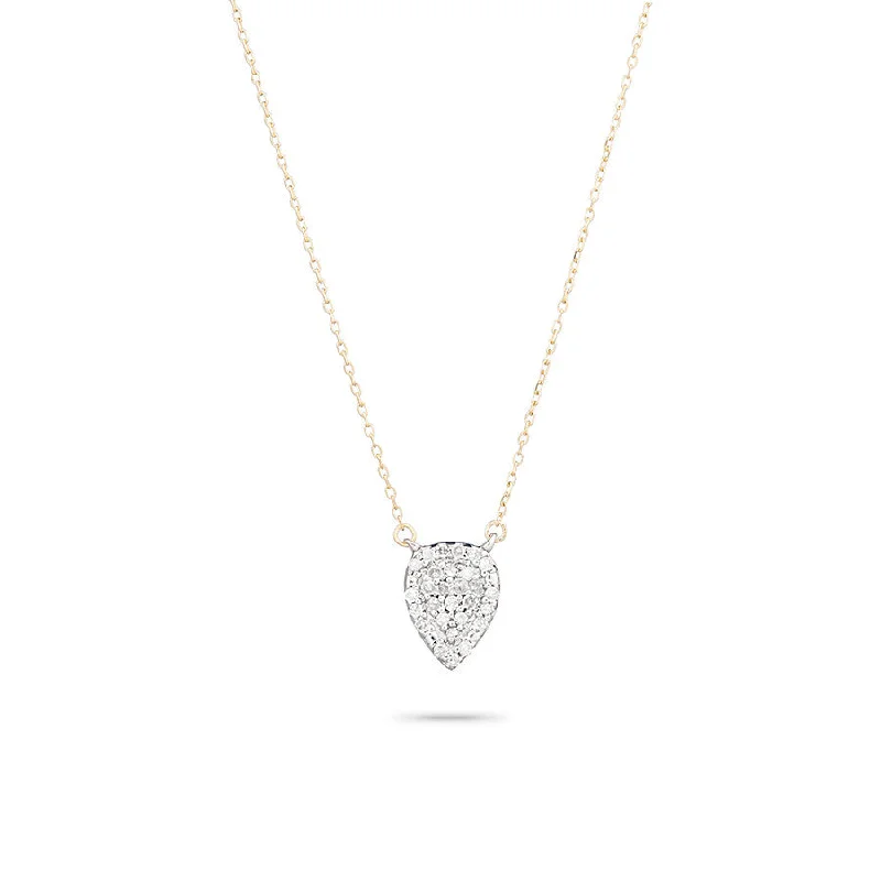 Luxury Diamond Necklace-Solid Pavé Teardrop Necklace