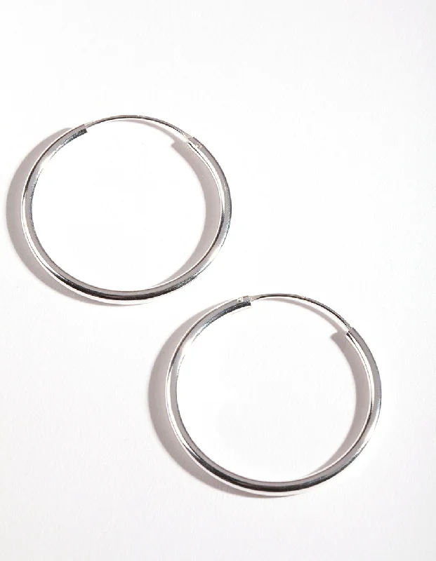 Party Earrings-Sterling Silver 30MM Thick Hoop Earrings