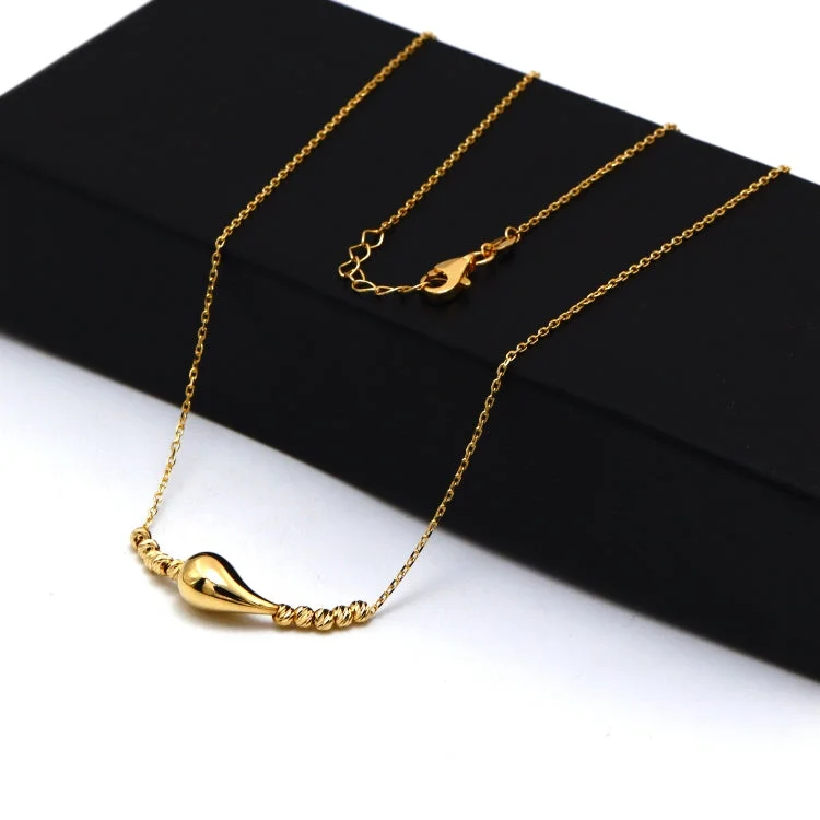 Delicate Necklace for Women-Real Gold 10 Balls With Teardrop Adjustable Size Necklace (40 C.M) 1675 N1492