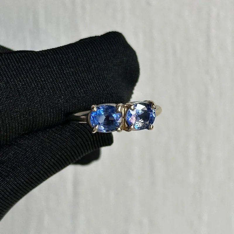 Handcrafted 14kt White Gold Blue Sapphire Ring