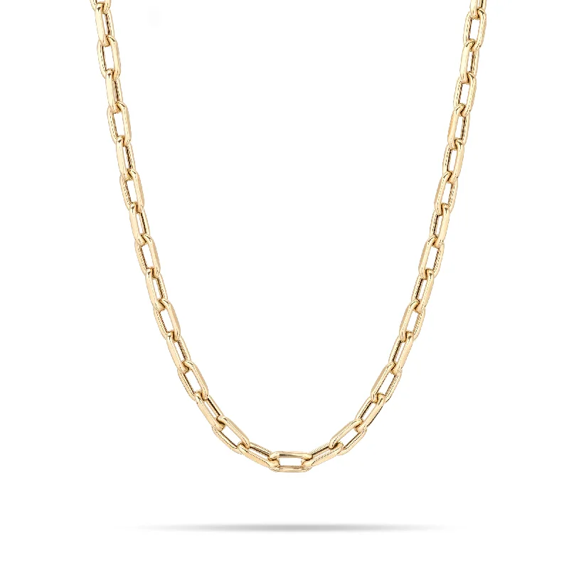 Simple Gold Bar Necklace-5.3mm Italian Chain Link Necklace