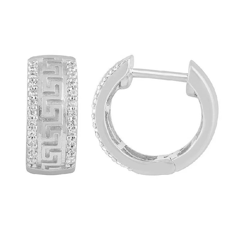 Round Hoop Earrings-MEN'S HOOP EARRINGS 0.20CT ROUND DIAMOND 10K WHITE GOLD