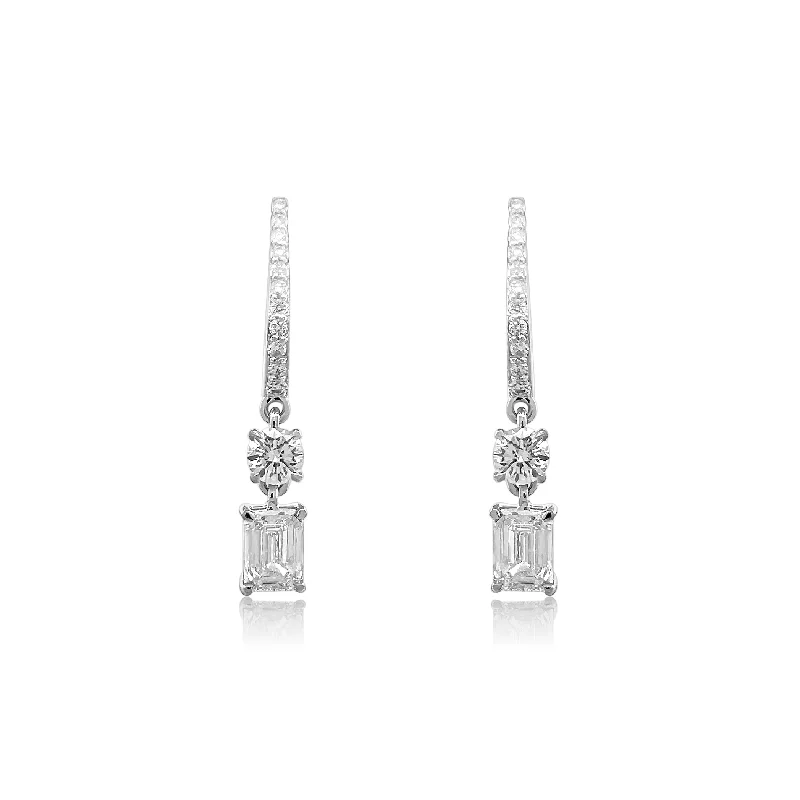 Geometric Dangle Earrings-Diamond Earrings  2.59 cts TW