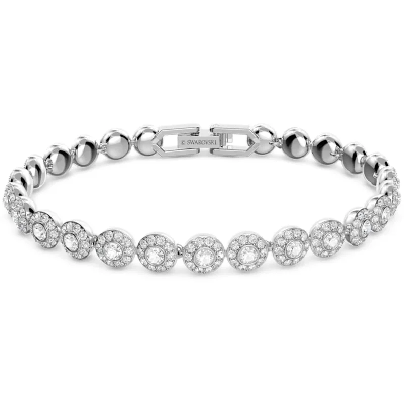 Elegant Gold Chain Bracelet-Swarovski Women's Bracelet - Angelic Clear Crystal Pave Rhodium Plated | 5071173