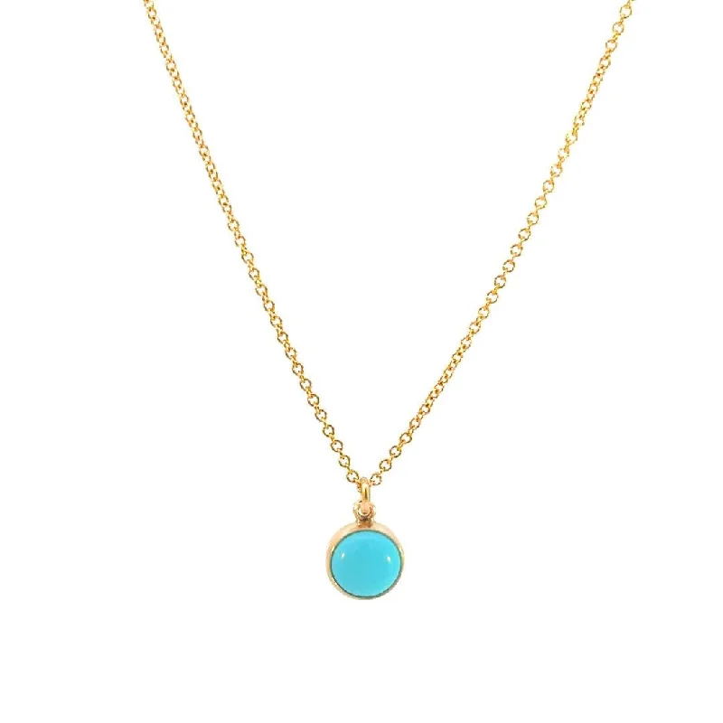 Diamond Necklace for Women-Turquoise Bezel Necklace