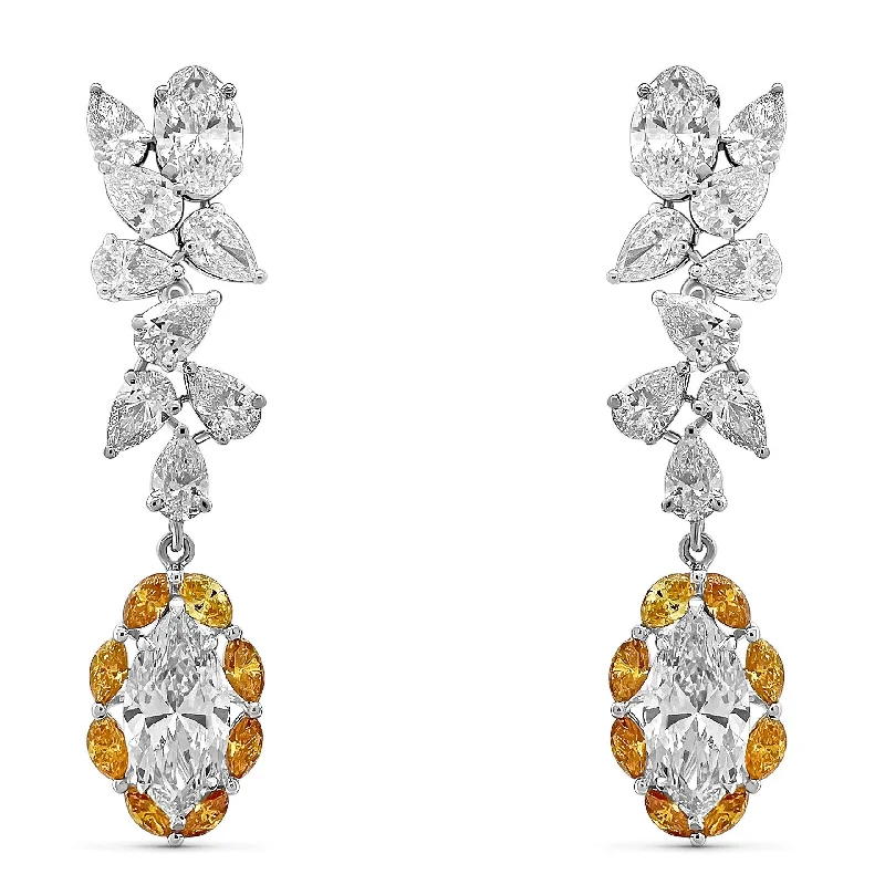 Chic Ear Huggers-Graceful Drop Pattern Diamond  Earrings 9.66 cts TW