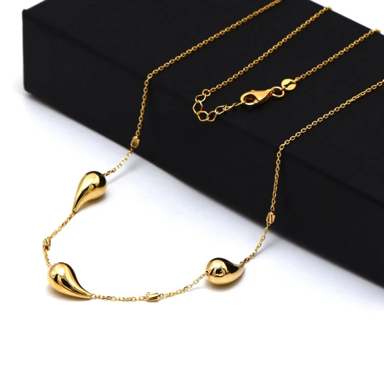 Personalized Gold Necklace-Real Gold 3 Teardrop Adjustable Size Necklace (40 C.M) 1679 N1490