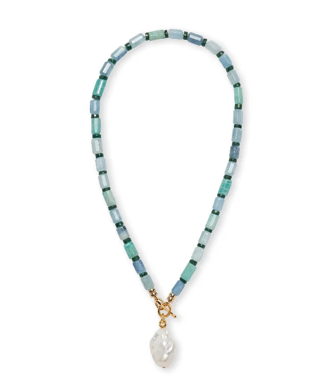 Cute Gold Necklace-Pearl Isle Necklace in Sea