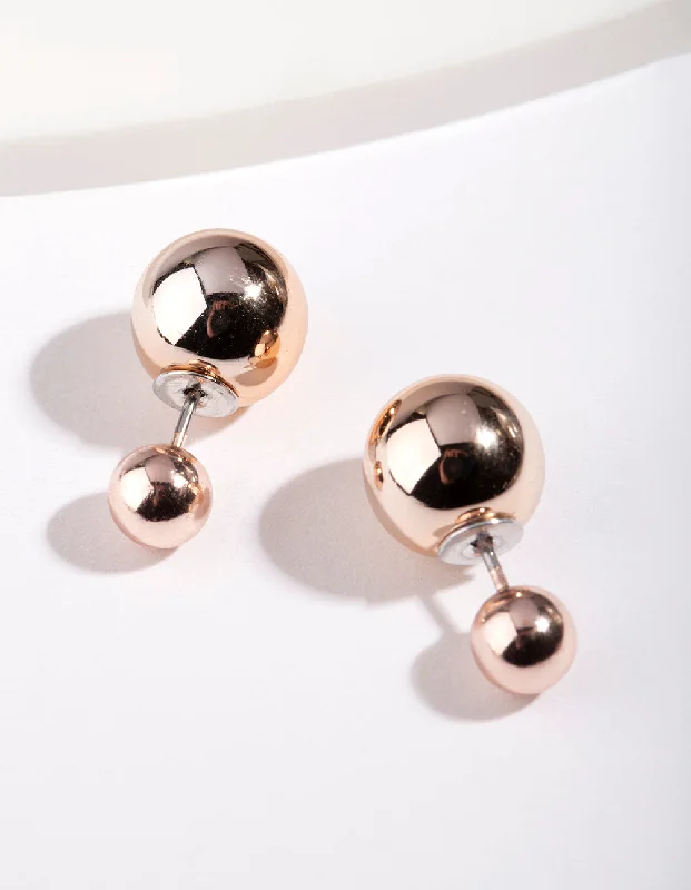 Retro Earrings-Rose Gold Polished Jacket Earrings