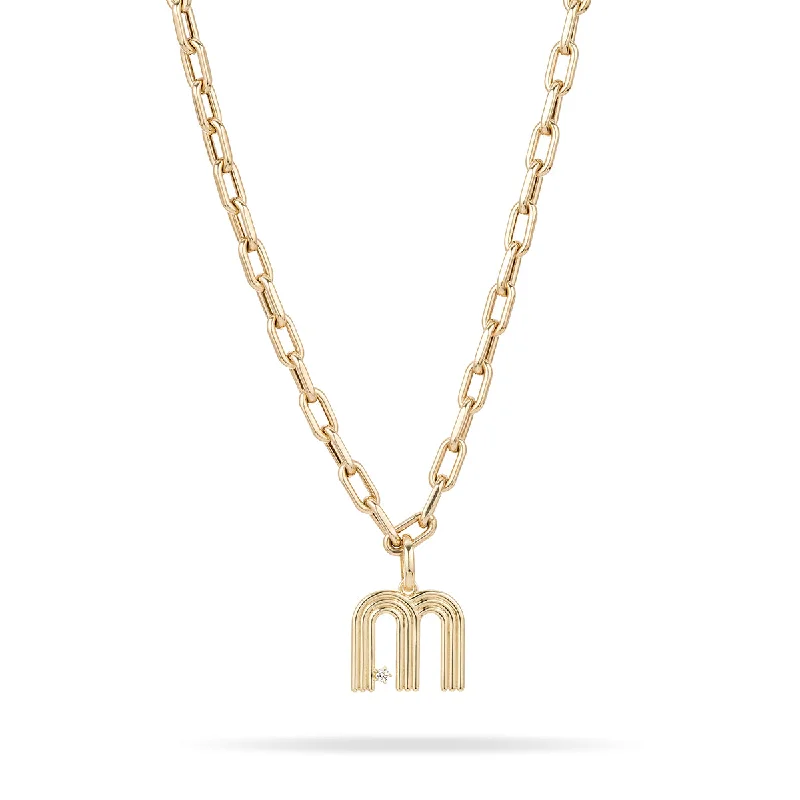 Modern Bar Necklace-5.3mm Groovy Italian Chain Initial Necklace