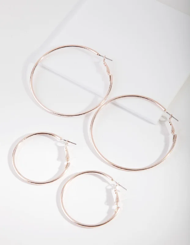 Sassy Ear Climbers-Rose Gold Double Size Hoop Earring Pack