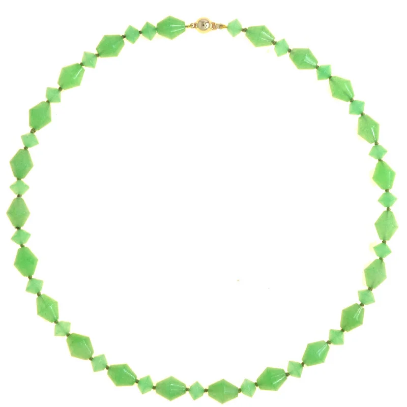 Chunky Gold Chain Necklace-Beaded Green Aventurine Vintage Style Necklace