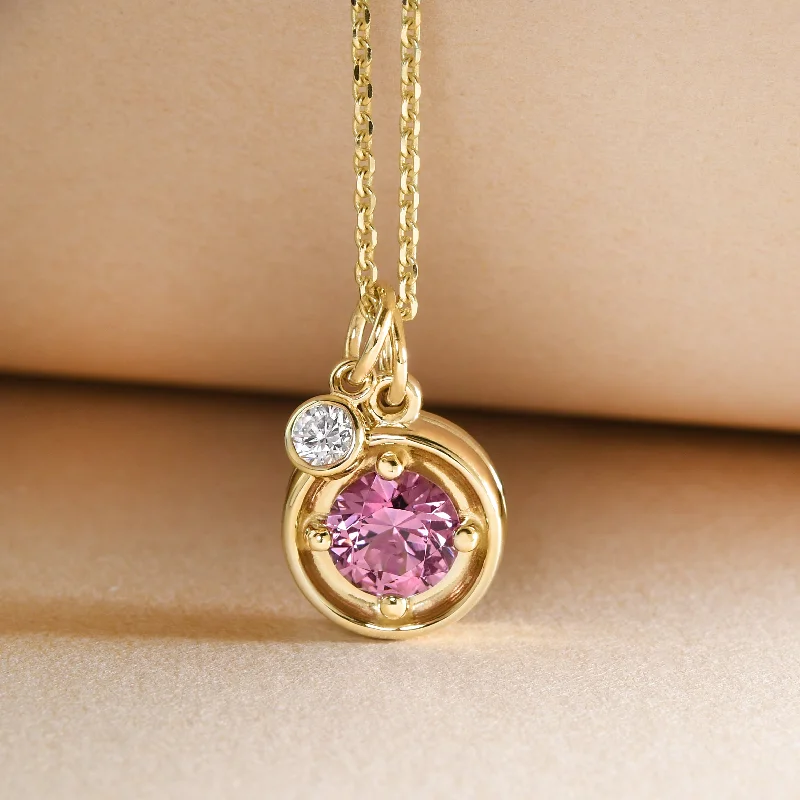 Luxury Gemstone Necklace-Spinel And Diamond Charm Necklace