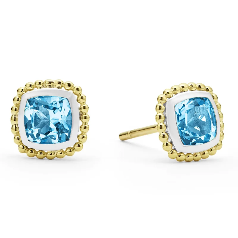 Crystal Dangle Earrings-Rittenhouse Two-Tone Swiss Blue Topaz Stud Earrings