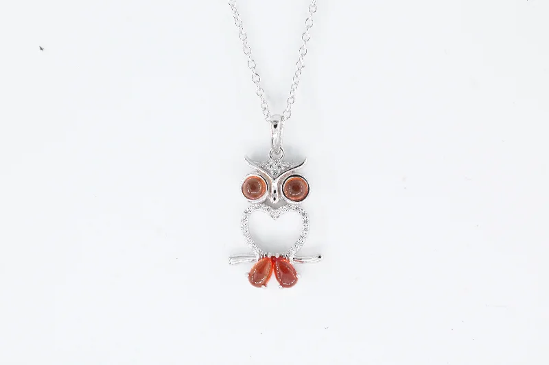 Custom Diamond Necklace-Sterling Silver Lafonn Owl Necklace