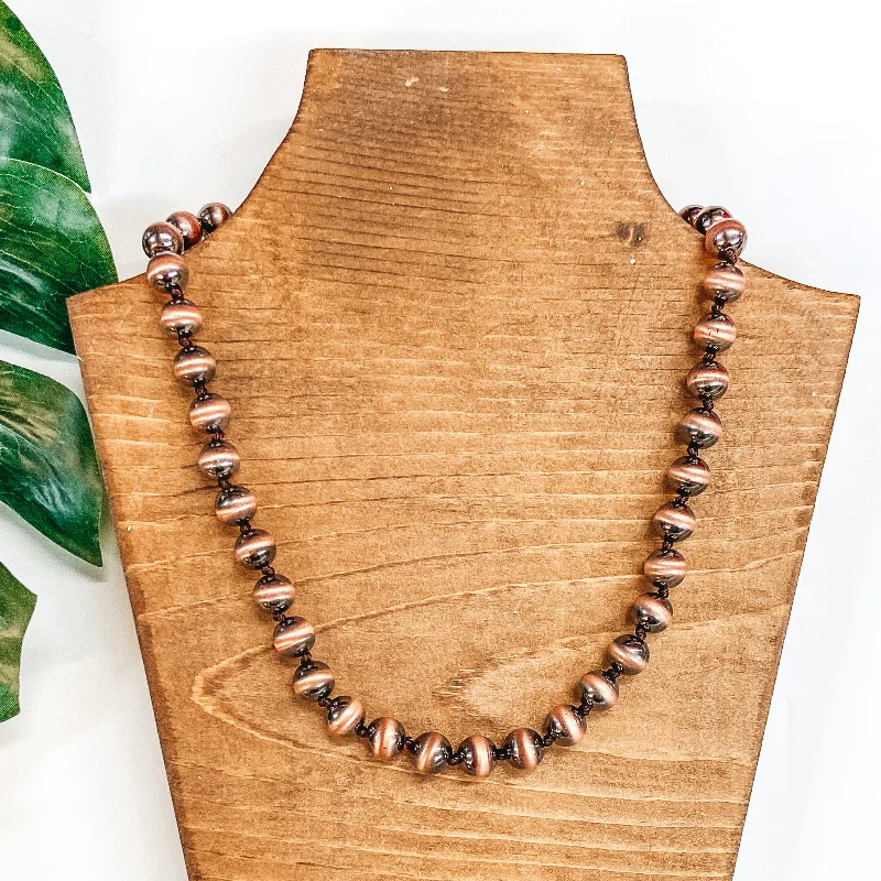 Silver Chain Necklace-Large Navajo Pearl Inspired Short Necklace in Copper