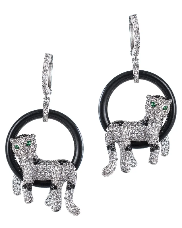 Party Drop Earrings-Panther Hoop Earrings