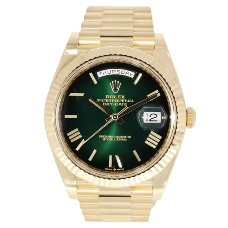 Men’s Stylish Watch for Fashion-Rolex Day-Date 40mm Green Dial Watch Ref# 228238