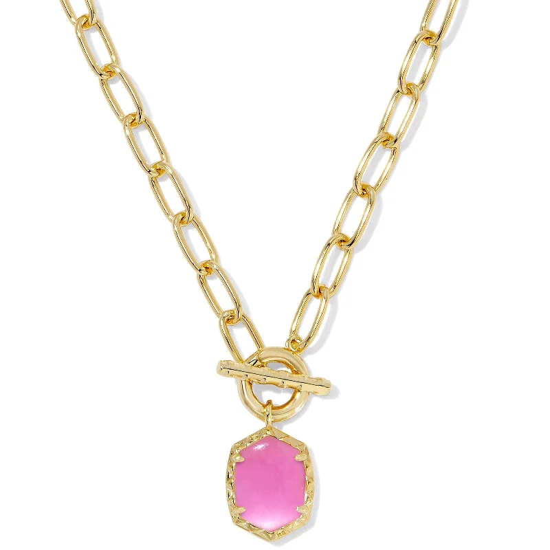 Minimalist Pearl Necklace-Kendra Scott | Daphne Convertible Gold Link and Chain Necklace in Azalea Illusion