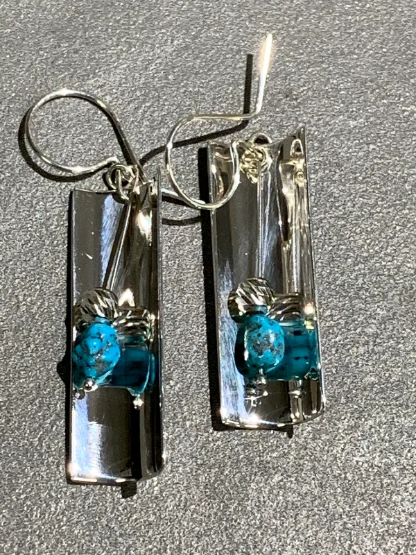 Elegant Stud Earrings-Jeremy Harrison Navajo Turquoise Sterling Silver Earrings