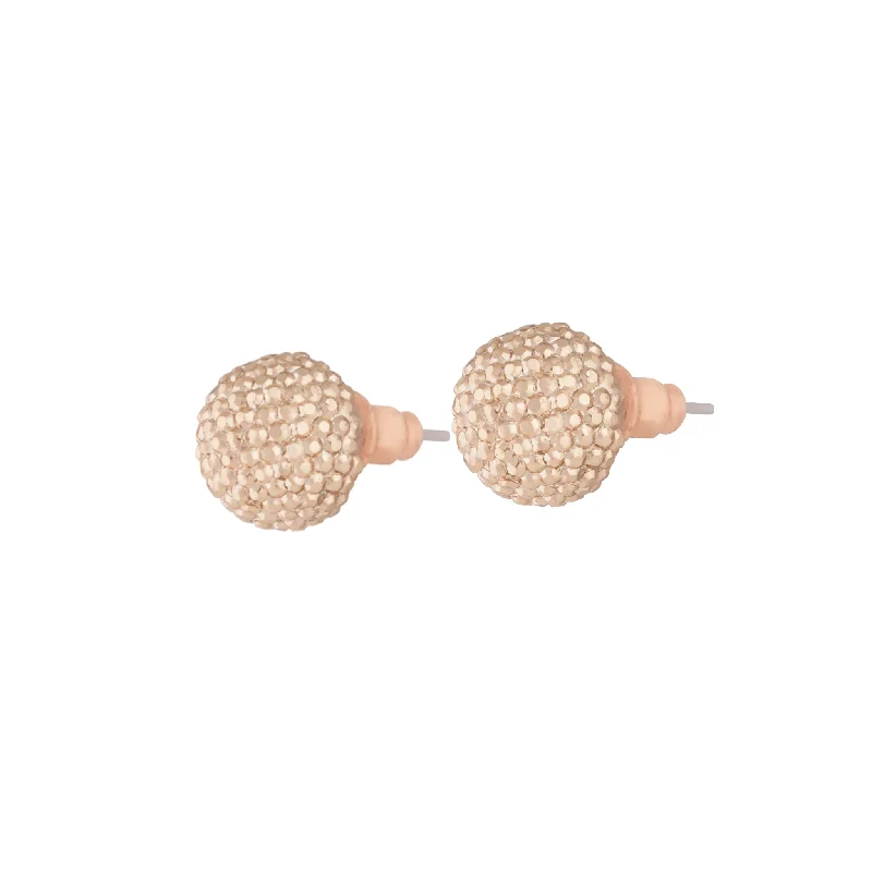 Embellished Earrings-Rose Gold Texture Sparkle Ball Stud Earrings