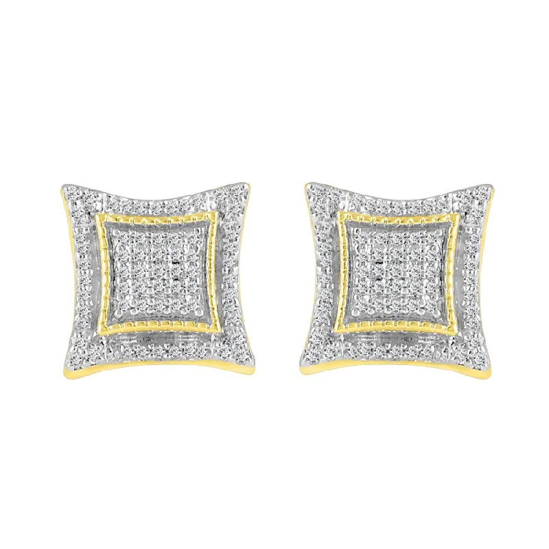 Long Tassel Drop Earrings-MEN'S STUD EARRINGS 0.25CT ROUND DIAMOND 10K YELLOW GOLD