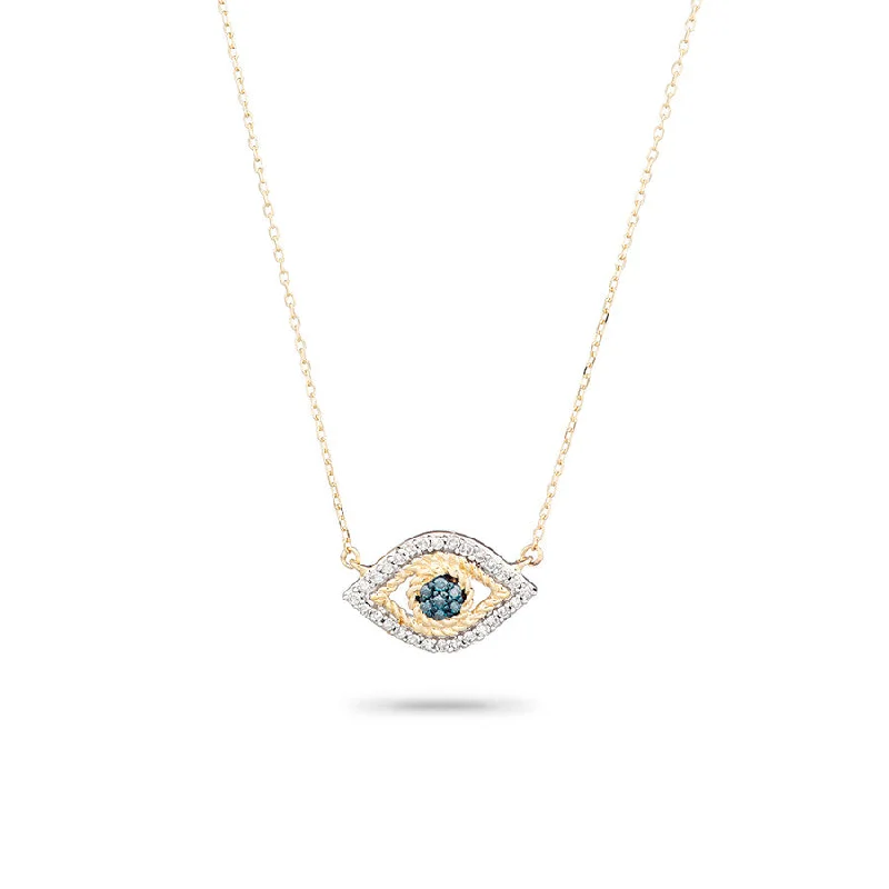 Long Pendant Necklace-Tiny Pavé Evil Eye Necklace